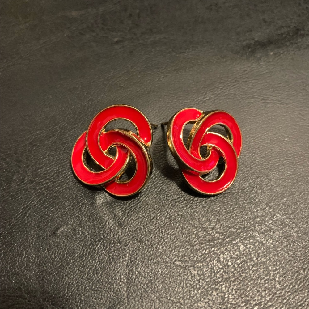 Elegant Red, Blue and Gold Swirl Earrings